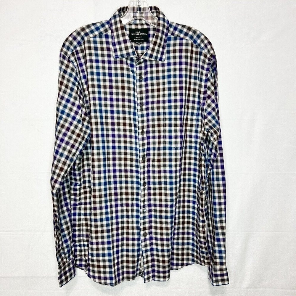 Rodd & Gunn Button-Up Shirt Plaid Long-Sleeve Sports Fit Woven in Italy Sz XL